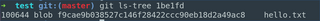 git ls-tree output: one blob entry for hello.txt